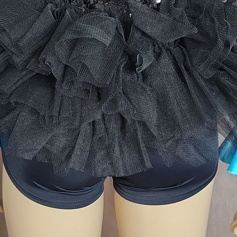 -‎ WEISSMAN Black and Blue Sequined Dance Costume Large Child's